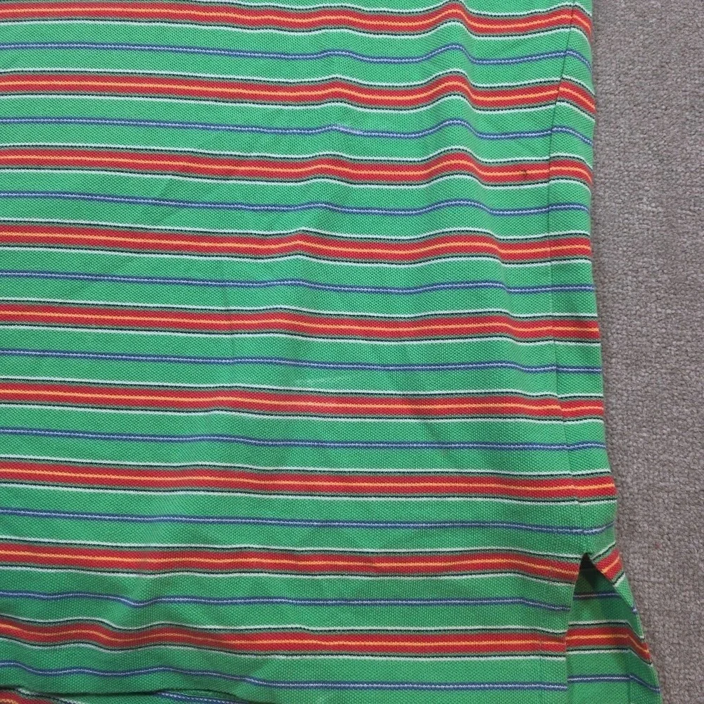 Vtg Polo Ralph Lauren Mens Xl Big & tall Green Red Stripes Polo Shirt Christmas